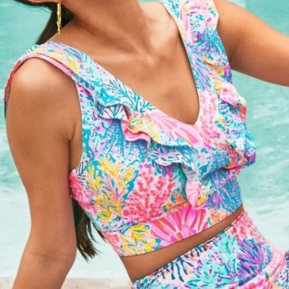 Lilly Pulitzer, Luxletic Sucre Ruffle Sports Bra Size XXS New With Tags - Picture 3 of 7